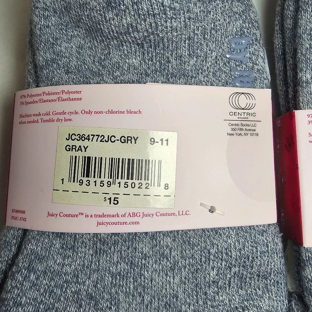 2 Package Juicy Couture Cushioned No Show Socks SIZE 9-11 (4 Pair Total) No Slip